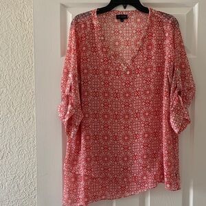 The Limited Red Patterned V-Neck  Blouse
